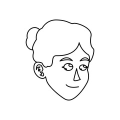 Obraz na płótnie Canvas character face woman bun hair outline vector illustration