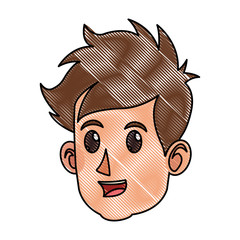 drawing character face head boy happy vector illustration