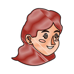 drawing character face woman young vector illustration
