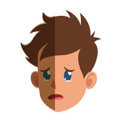 character face head boy cry vector illustration