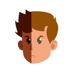 character face head kid boy angry vector illustration