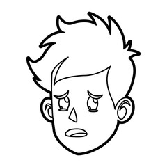 character face head boy cry outline vector illustration