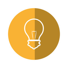 bulb light icon over yellow circle and white background. vector illustration