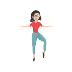 Woman celebrating cartoon icon vector illustration graphic design