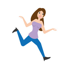 Woman celebrating cartoon icon vector illustration graphic design