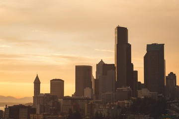 Fototapeta na wymiar Downtown City Skyline of Seattle, WA