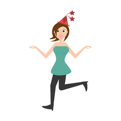 Woman celebrating cartoon icon vector illustration graphic design