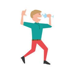 Man celebrating cartoon icon vector illustration graphic design