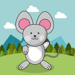 cute mouse adorable landscape natural vector illustration