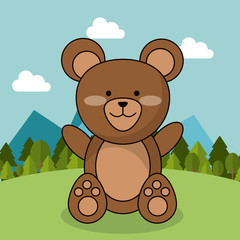 cute bear teddy adorable landscape natural vector illustration