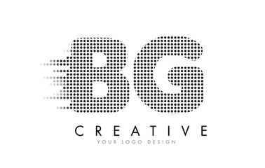 BG B G Letter Logo with Black Dots and Trails.