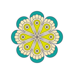 floral mandala icon over white background. colorful design. vector illustration