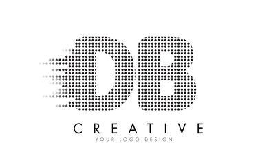 DB D B Letter Logo with Black Dots and Trails.