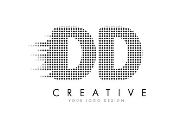 DD D D Letter Logo with Black Dots and Trails.