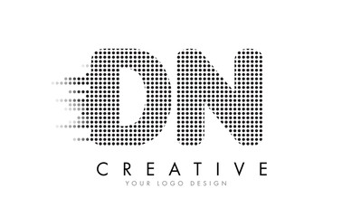 DN D N Letter Logo with Black Dots and Trails.