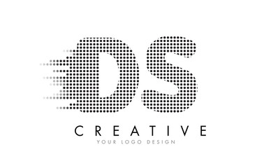 DS D S Letter Logo with Black Dots and Trails.