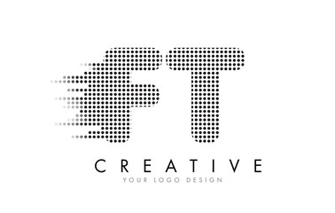 FT F T Letter Logo with Black Dots and Trails.