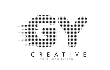 GY G Y Letter Logo with Black Dots and Trails.