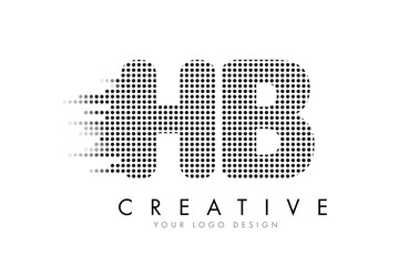 HB H B Letter Logo with Black Dots and Trails.