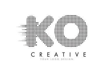 KO K O Letter Logo with Black Dots and Trails.
