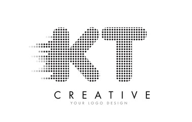 KT K T Letter Logo with Black Dots and Trails.