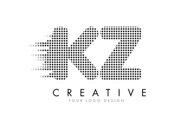 KZ K Z Letter Logo with Black Dots and Trails.