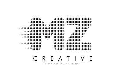 MZ M Z Letter Logo with Black Dots and Trails.