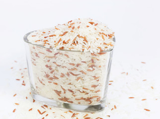 Rice in heart shaped glass