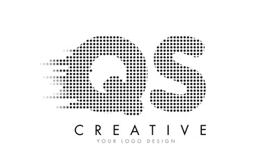 QS Q S Letter Logo with Black Dots and Trails.