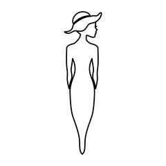woman silhouette with elegant hat vector illustration design