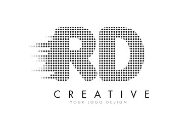 RD R D Letter Logo with Black Dots and Trails.