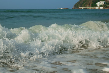 Beautiful waves of South China Sea on Dadonghai beach.