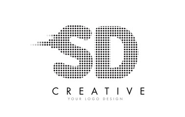 SD S D Letter Logo with Black Dots and Trails.