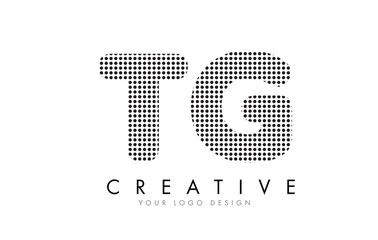 TG T G Letter Logo with Black Dots and Trails.
