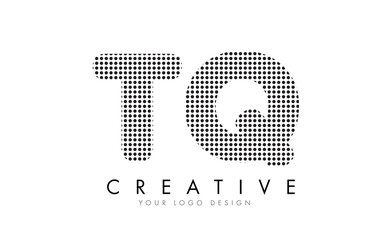 TQ T Q Letter Logo with Black Dots and Trails.