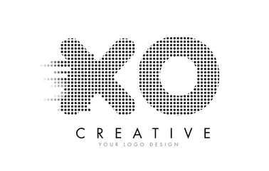 XO X O Letter Logo with Black Dots and Trails.