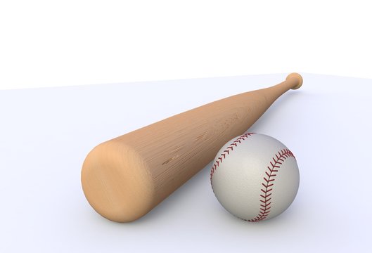 Baseball bat isolated on white background, 3d rendering