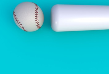 Baseball bat isolated on blue background, 3d rendering