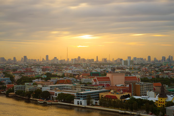 Bangkok city skyline business district and landmark.