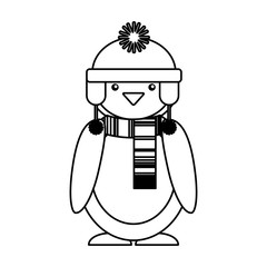 penguin with winter hat character vector illustration design