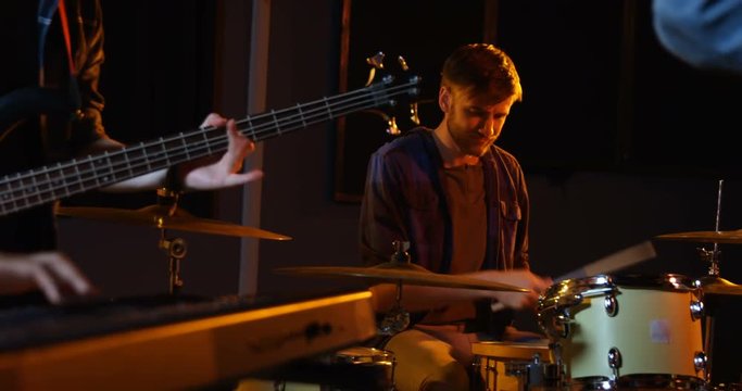 Band performing in studio