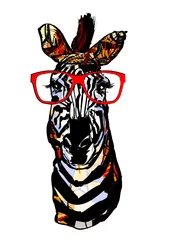 Poster Zebra met zonnebril © Isaxar
