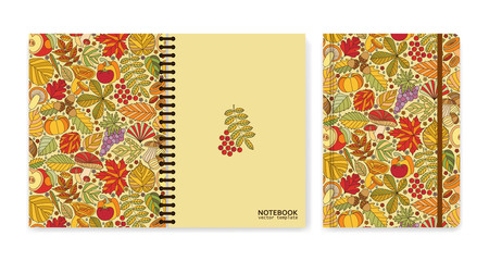 Cover design for notebooks or scrapbooks with autumn pattern