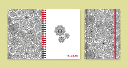 Cover design for notebooks or scrapbooks with beautiful ornaments
