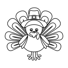 Thanksgiving turkey character icon vector illustration design