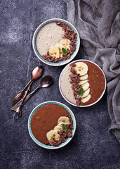 Banana and chocolate smoothie bowl