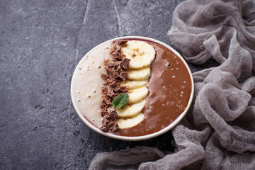 Banana and chocolate smoothie bowl