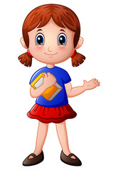 Cartoon girl holding a book