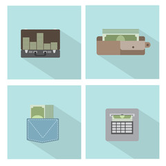 Vector illustration consisting of four images in the form of money