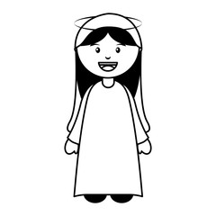mary virgin manger character vector illustration design